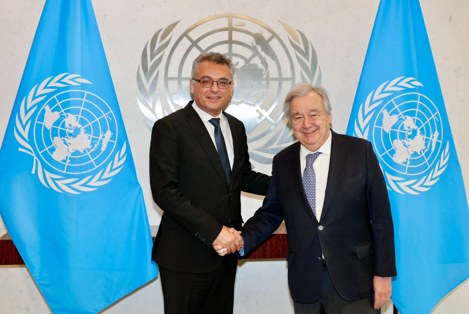 UN Chief Meets Tufan Erhürman in New York for First Talks Since His Election